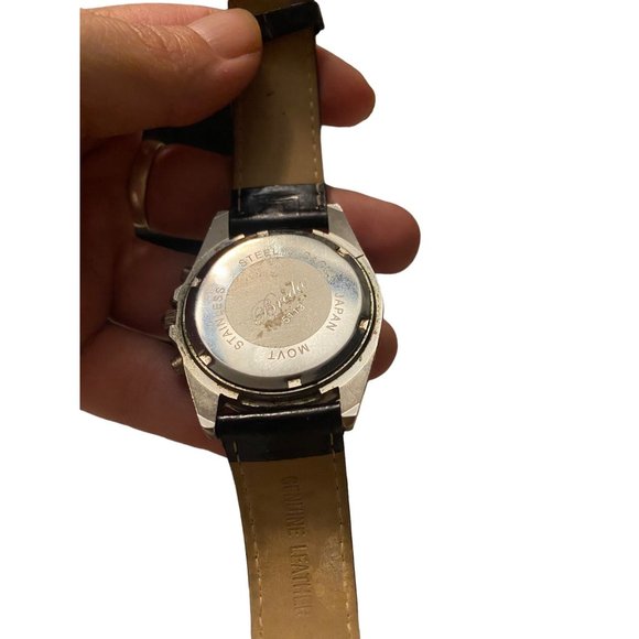 Breda Black Leather Double row crystal bezel Watch - Picture 5 of 5